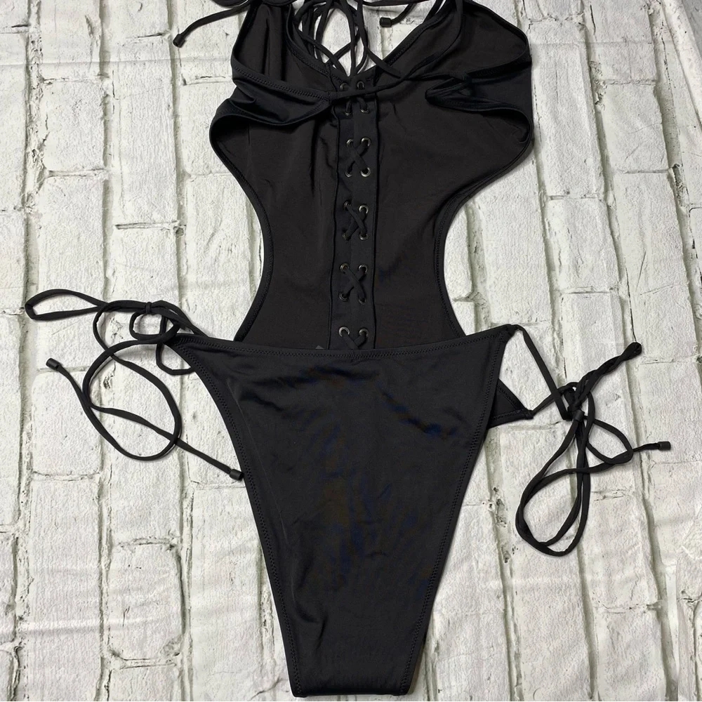 Skims Signature swim lace up Monokini size 2X Onix New with tags